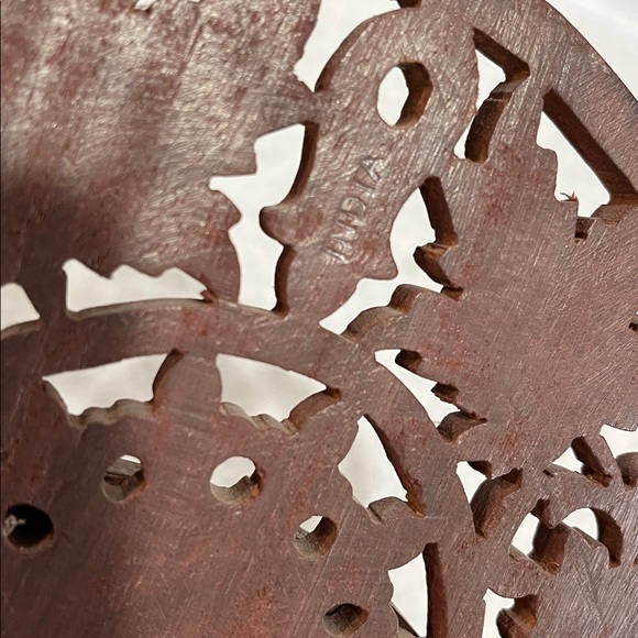 Vtg INDIA Hand Carved Wood Wooden Folding Shelf Intricate Leaf Design Leaves - Picture 12 of 14